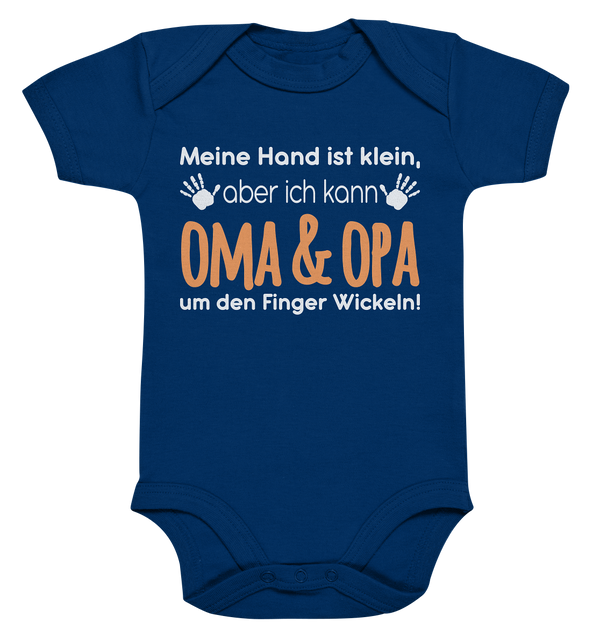 Meine Hand ist klein, aber ich kann Oma&Opa um den Finger wickeln - Organic Baby Bodysuite