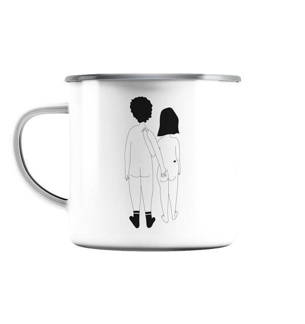 Naked Couple  - Emaille Tasse (Silber)