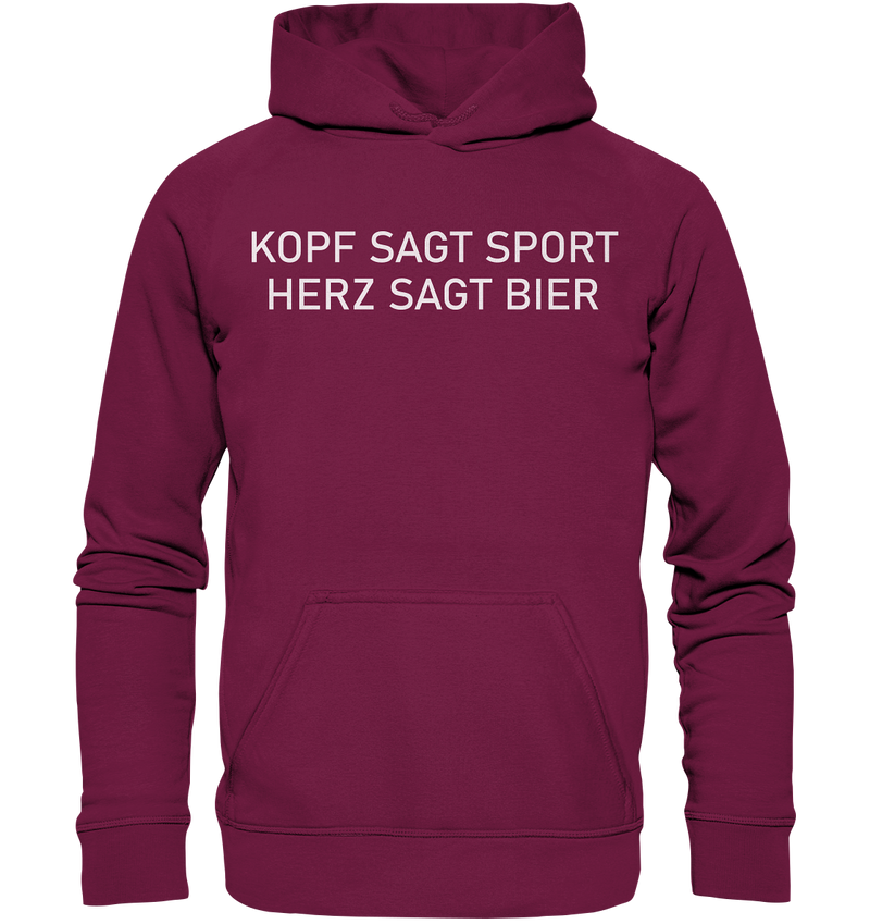 Kopf sagt Sport, Herz sagt Bier - Basic Unisex Hoodie