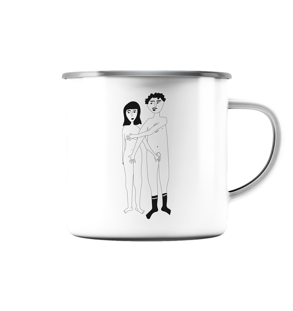 Naked Couple  - Emaille Tasse (Silber)