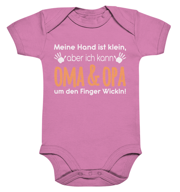 Meine Hand ist klein, aber ich kann Oma&Opa um den Finger wickeln - Organic Baby Bodysuite