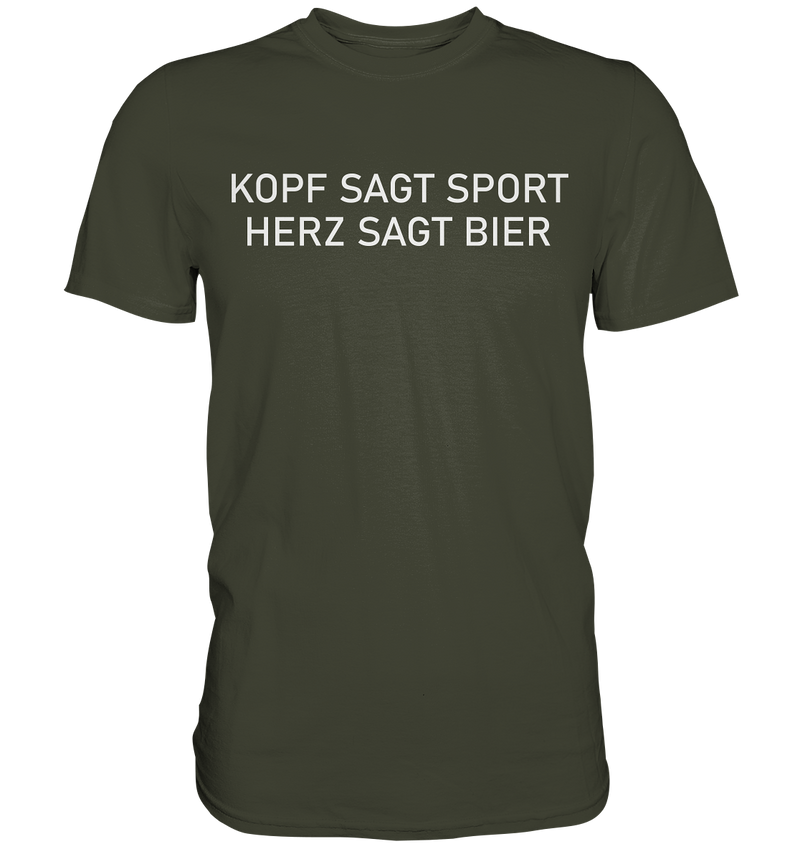 Kopf sagt Sport, Herz sagt Bier - Premium Shirt